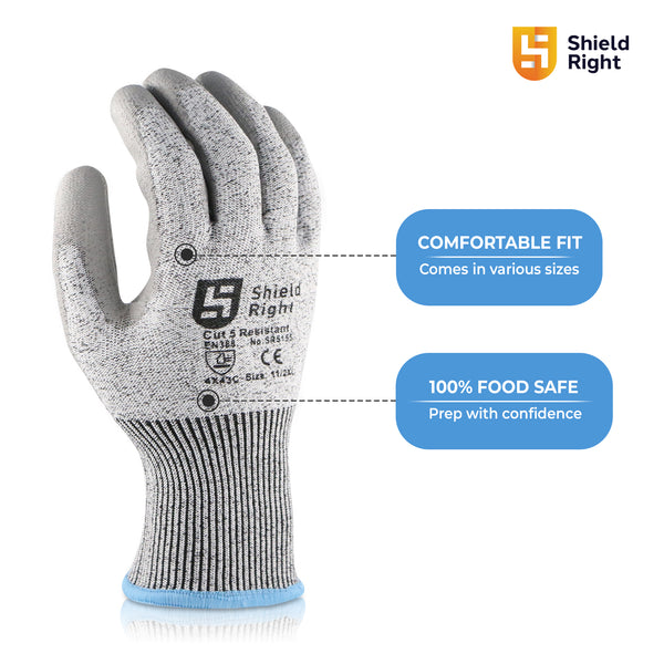 Shield Right Cut 5 Resistant Gloves (12 Pack)