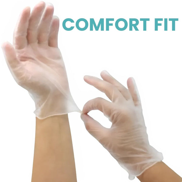 Handicare Clear Disposable Vinyl Powder Free Gloves 100 Pack (Carton)