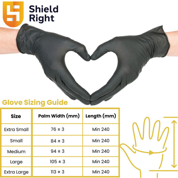 Shield Right Black Nitrile XtraGuard Disposable Gloves Heavy Duty