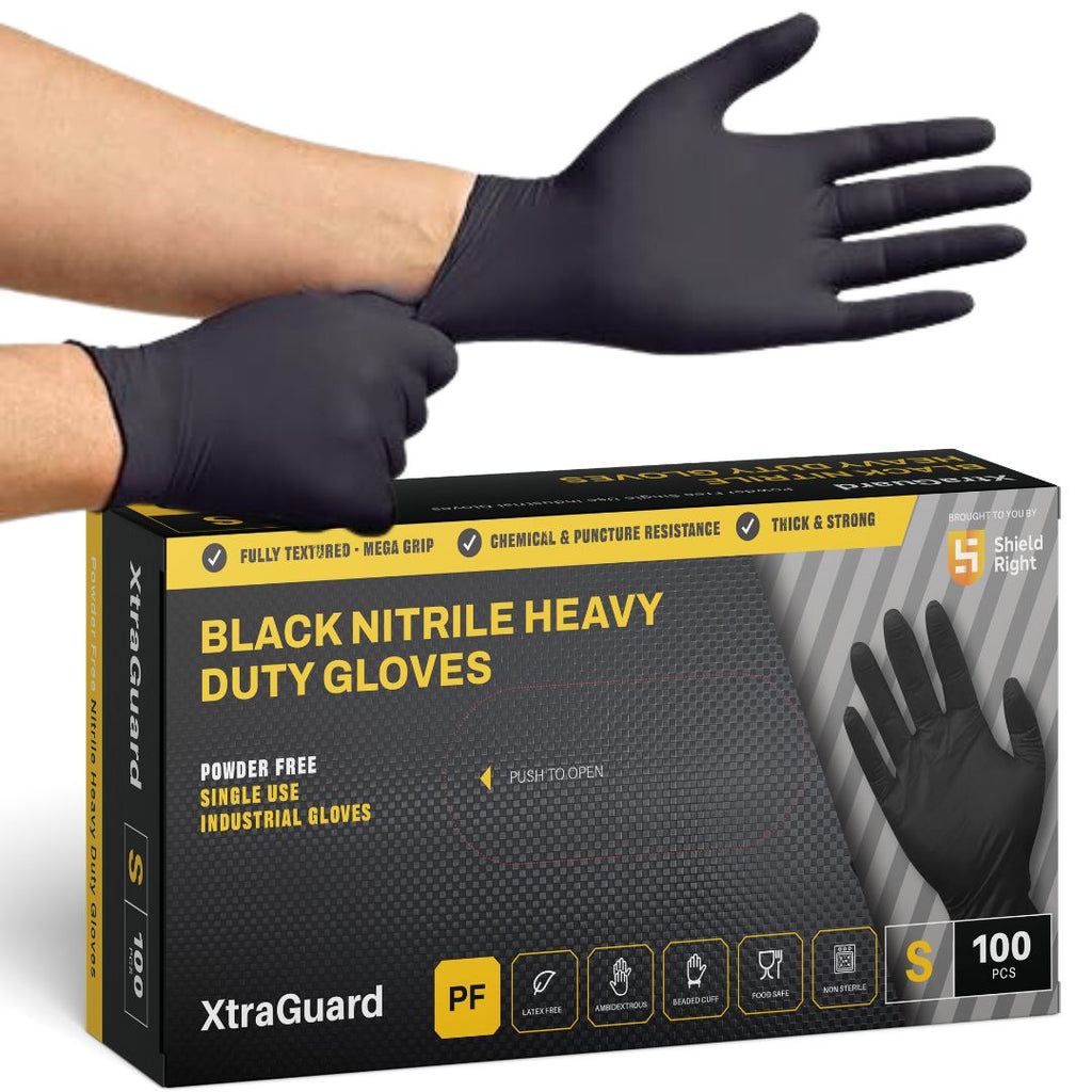 Heavy Duty Nitrile Gloves Black Large Scan Black Heavy-Duty