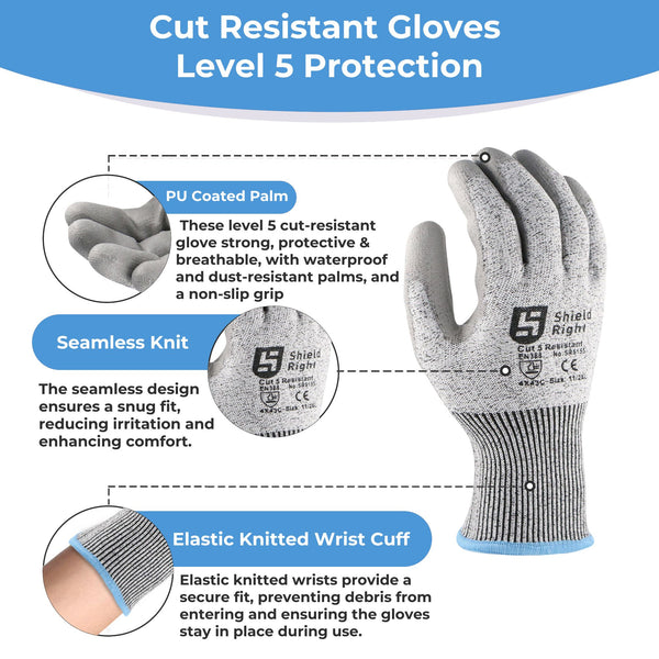 Shield Right Cut 5 Resistant Gloves (12 Pack)