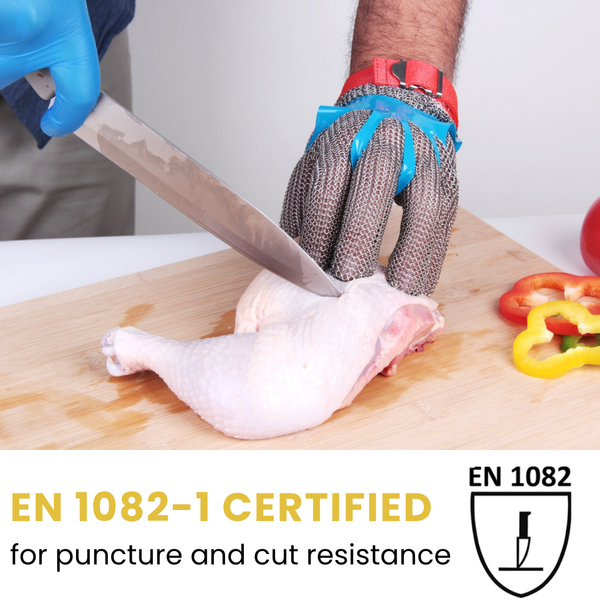 Shield Right Chain Mesh Cut-Resistant Glove - 316 Stainless Steel, HACCP & EN 1082-1 Certified