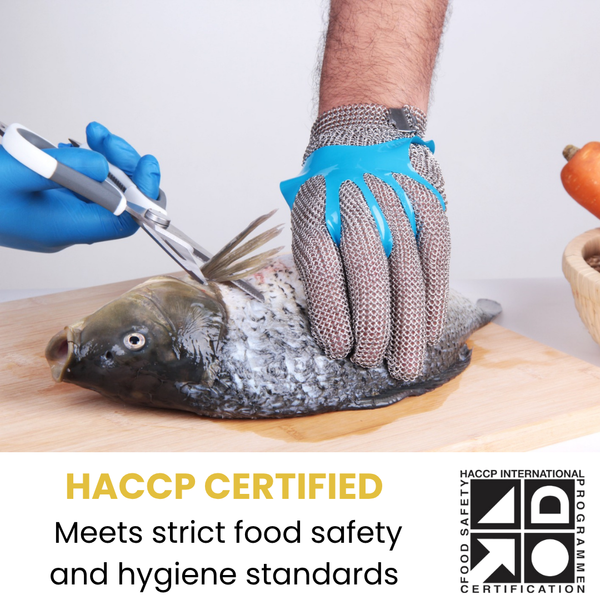 Shield Right Chain Mesh Cut-Resistant Glove - 316 Stainless Steel, HACCP & EN 1082-1 Certified