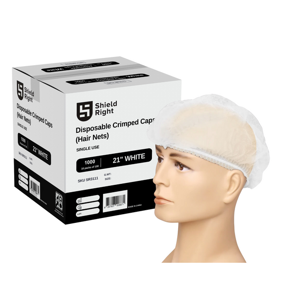 Crimped 21 Inch Disposable Hairnet Carton Of 1000