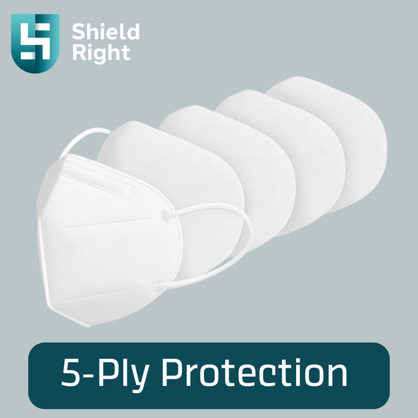 Shield Right KN95 Face Masks – 10 Pack | N95 P2 Equivalent Respirator- Black & White