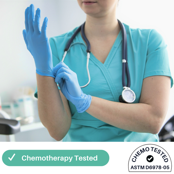 Handicare Biodegradable Blue Nitrile Examination Gloves, 200 Pack, Carton of 10