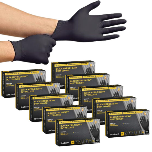Shield Right Black Nitrile XtraGuard Disposable Gloves Heavy Duty Carton Of 1000