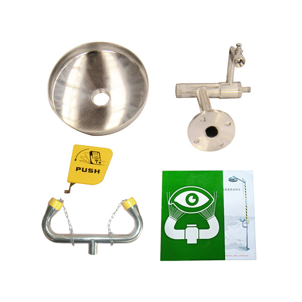 Emergency Wall-Mounted Stainless Steel Eye Wash Station with Bowl