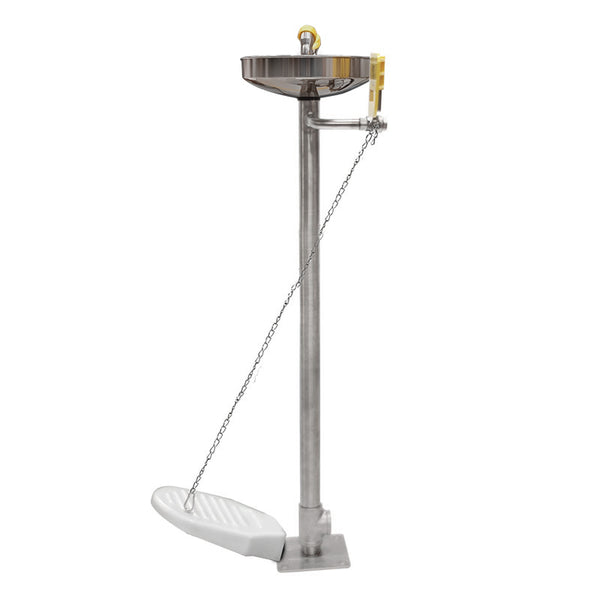 Emergency Eye Wash Station with Foot Pedal, Freestanding Stainless Steel Floor-Mounted