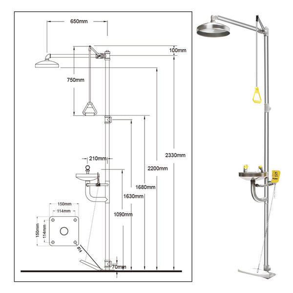 Emergency Combination Safety Shower with Eye Wash Station