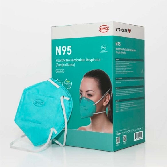 BYD N95 NIOSH Respirator Flat Fold Masks 25 Pack