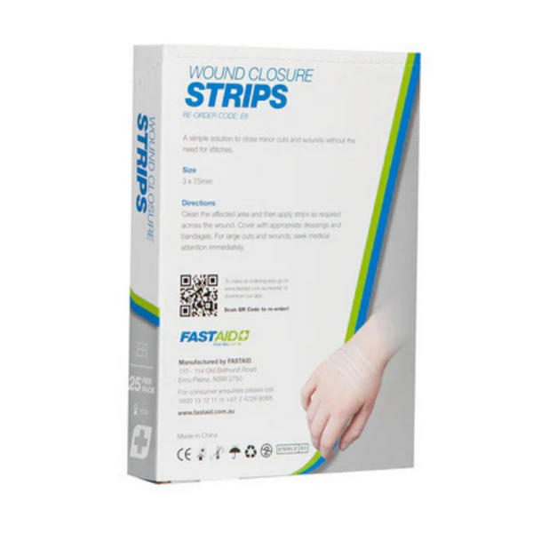 E8, Wound Closure Strips, 3 x 75mm, 5's, 5pk