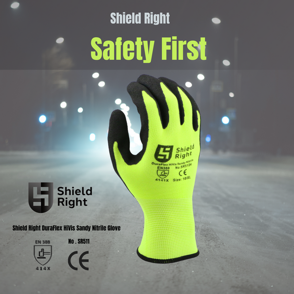 Shield Right DuraFlex HiVis Sandy Nitrile Glove