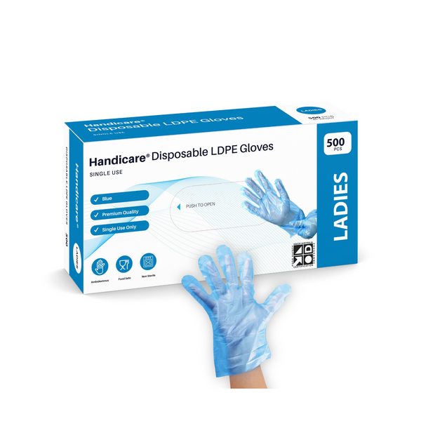 Shield Right Blue LDPE Disposable Gloves, Food Handling Gloves
