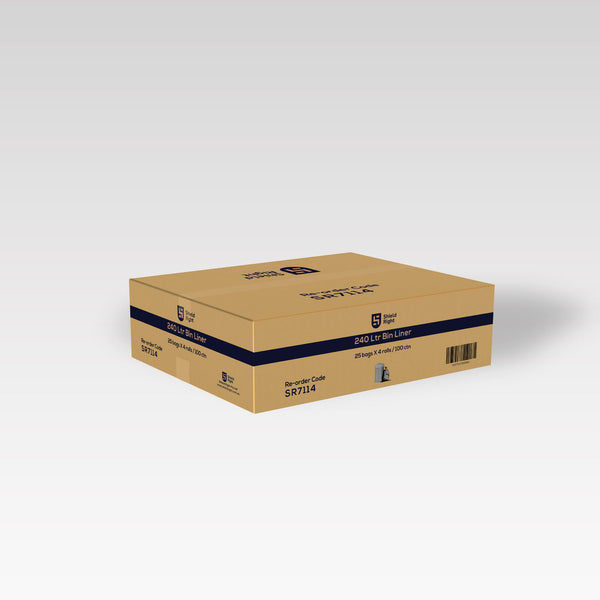 Shield Right Heavy Duty Bin Liner 240L, Black (Carton of 100)