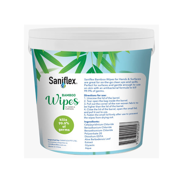 Saniflex Bamboo Antibacterial Hand & Surface Wipes 300 Pack
