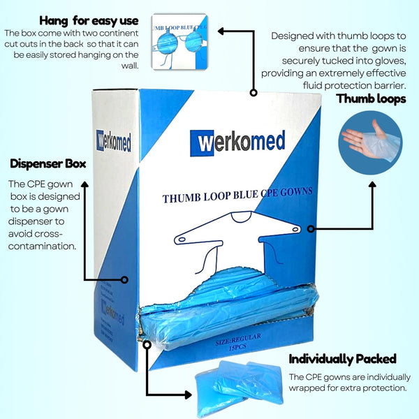Blue Disposable CPE Gown – 15 Pack