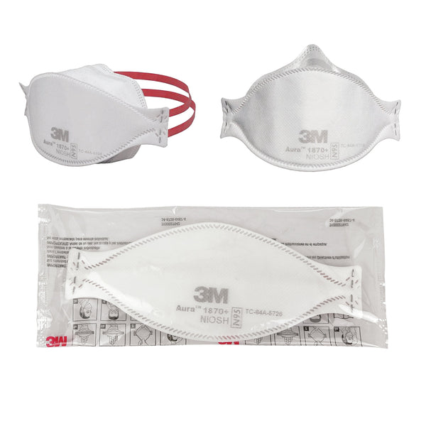3M™ Aura™ 1870+ Flat Fold Particulate Respirator & Surgical Mask with Fluid Resistance (2 Packs of 20)