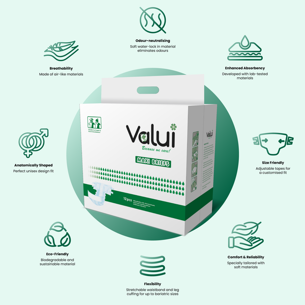 Valui Maxi Briefs Nappy Style (6 Packs/72pcs)
