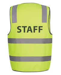 Hi Vis Reflective Yellow Staff Safety Vest 6DNS6