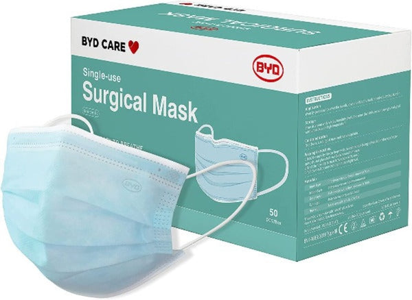 BYD Care Surgical Disposable Level 3 Face Masks Box of 50