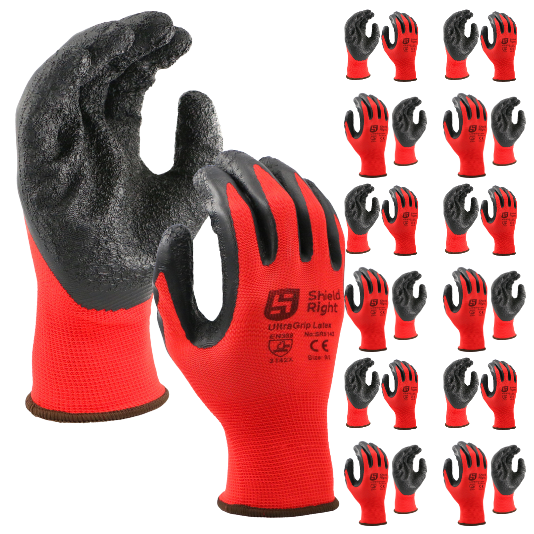 Shield Right UltraGrip Latex Work Gloves (12 Pack)