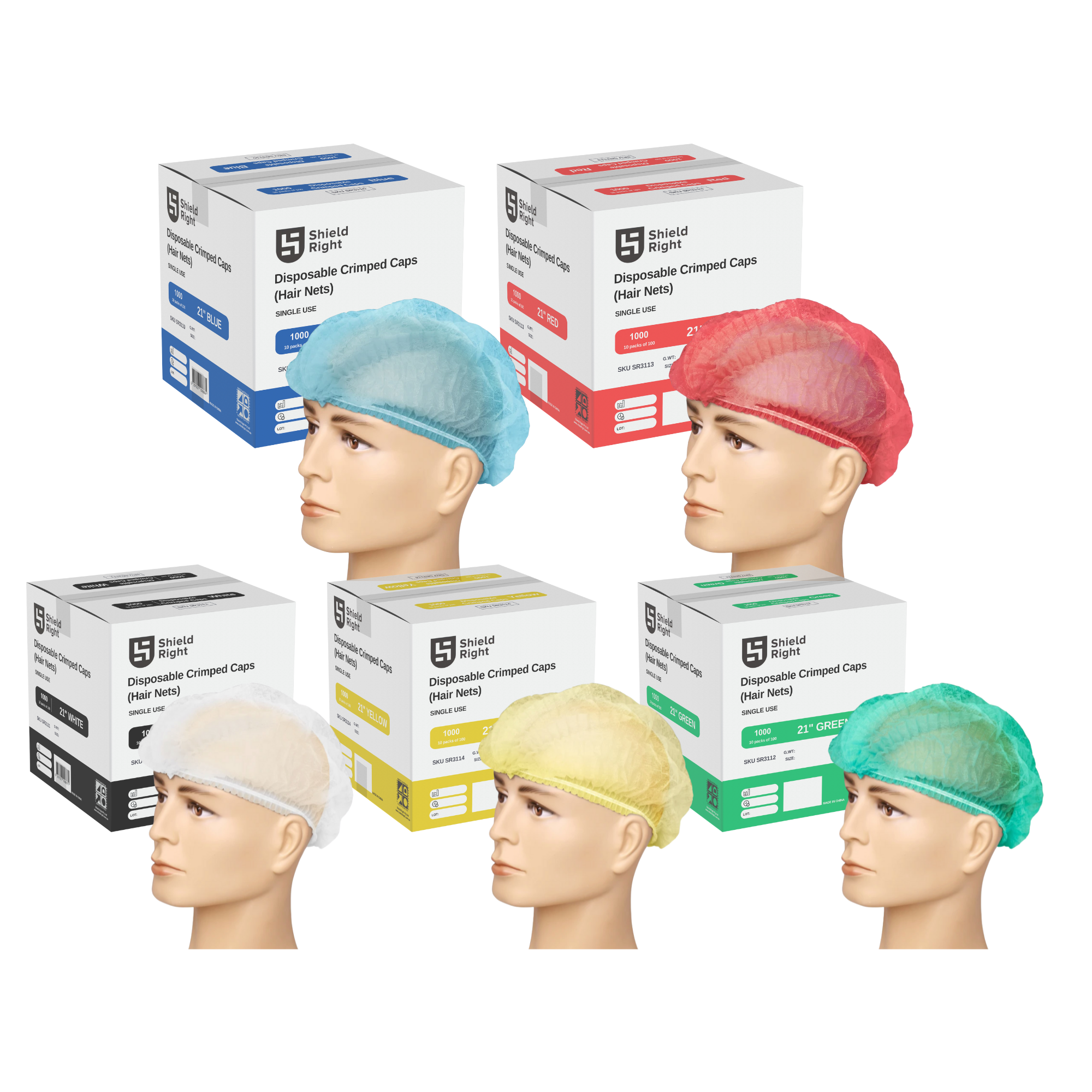 Shield Right Hairnets 21 Inch Disposable  Pack of 100