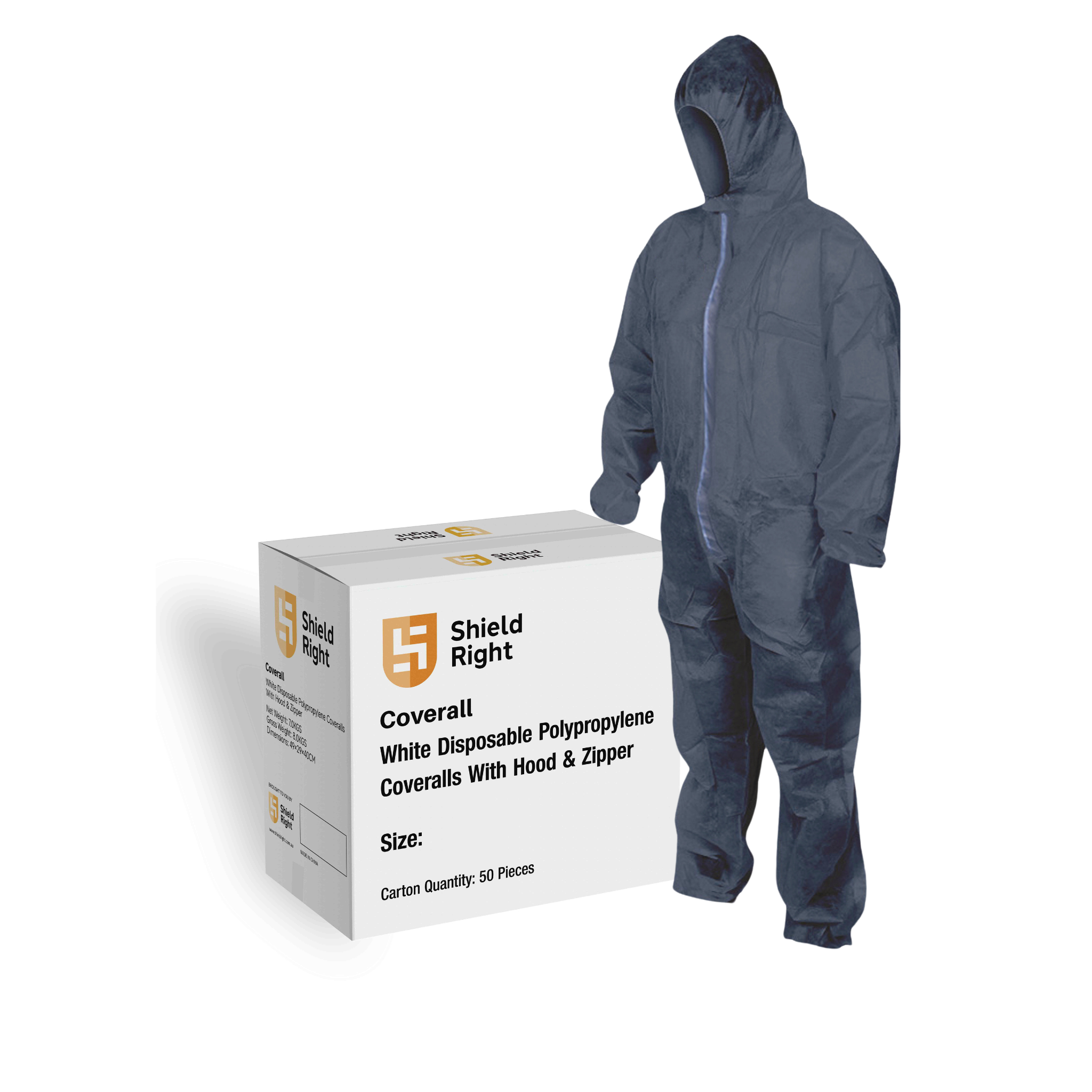 Shield Right Disposable Combat Polypropylene Coveralls 100% Polypropylene (Carton of 50)