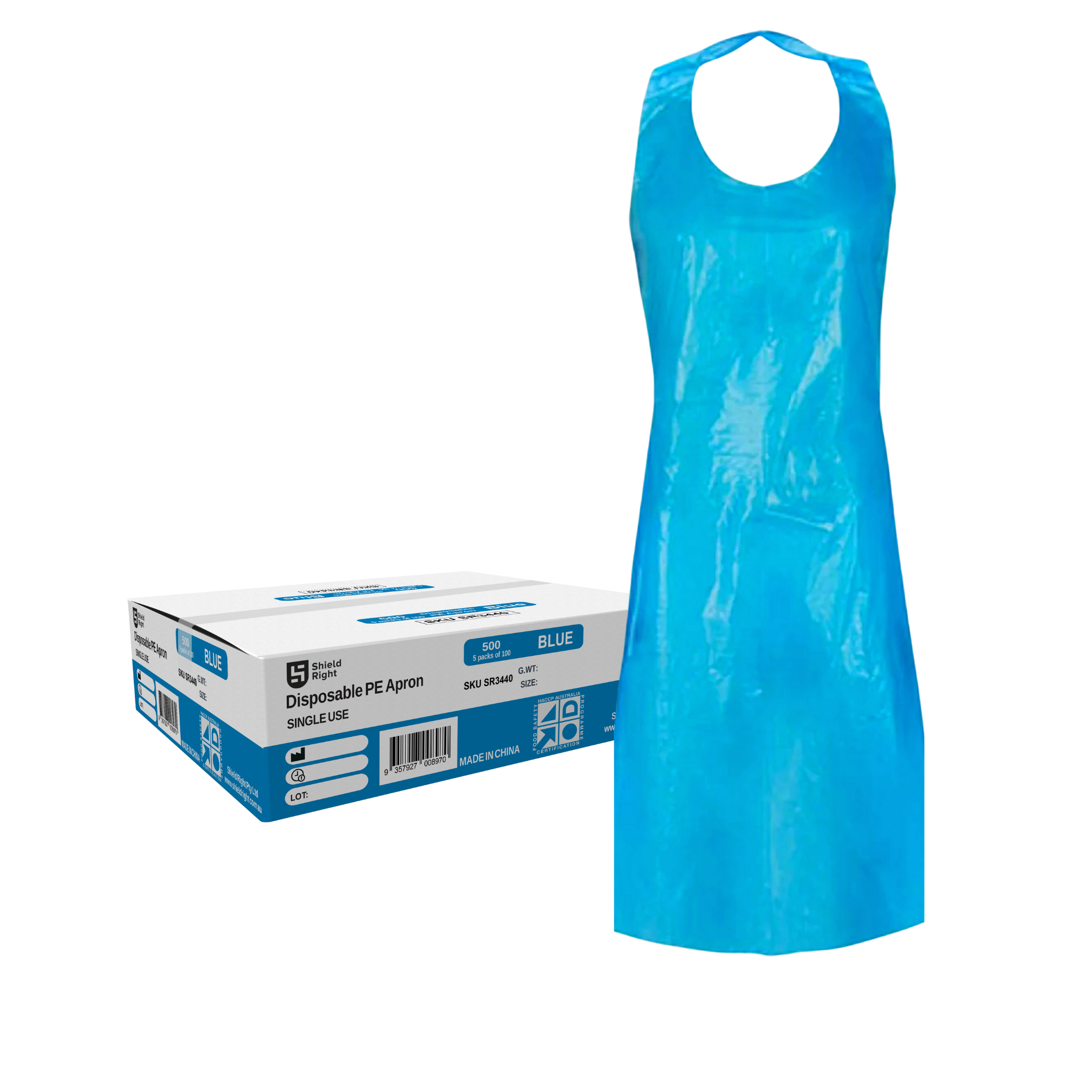 Shield Right Blue Aprons Disposable (Pack of 100)