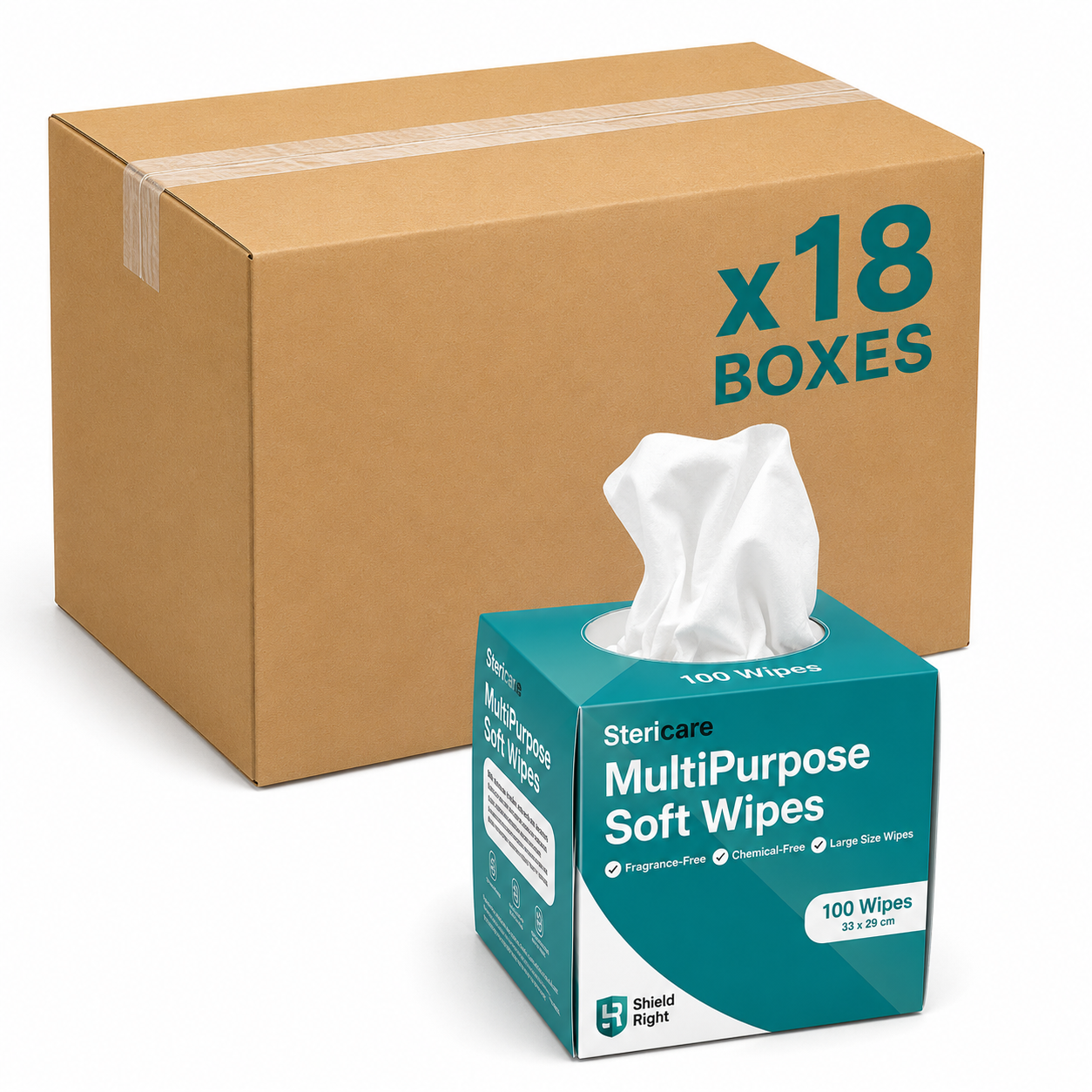 Stericare General Purpose Soft Wipes, 100 Wipes - Carton of 18