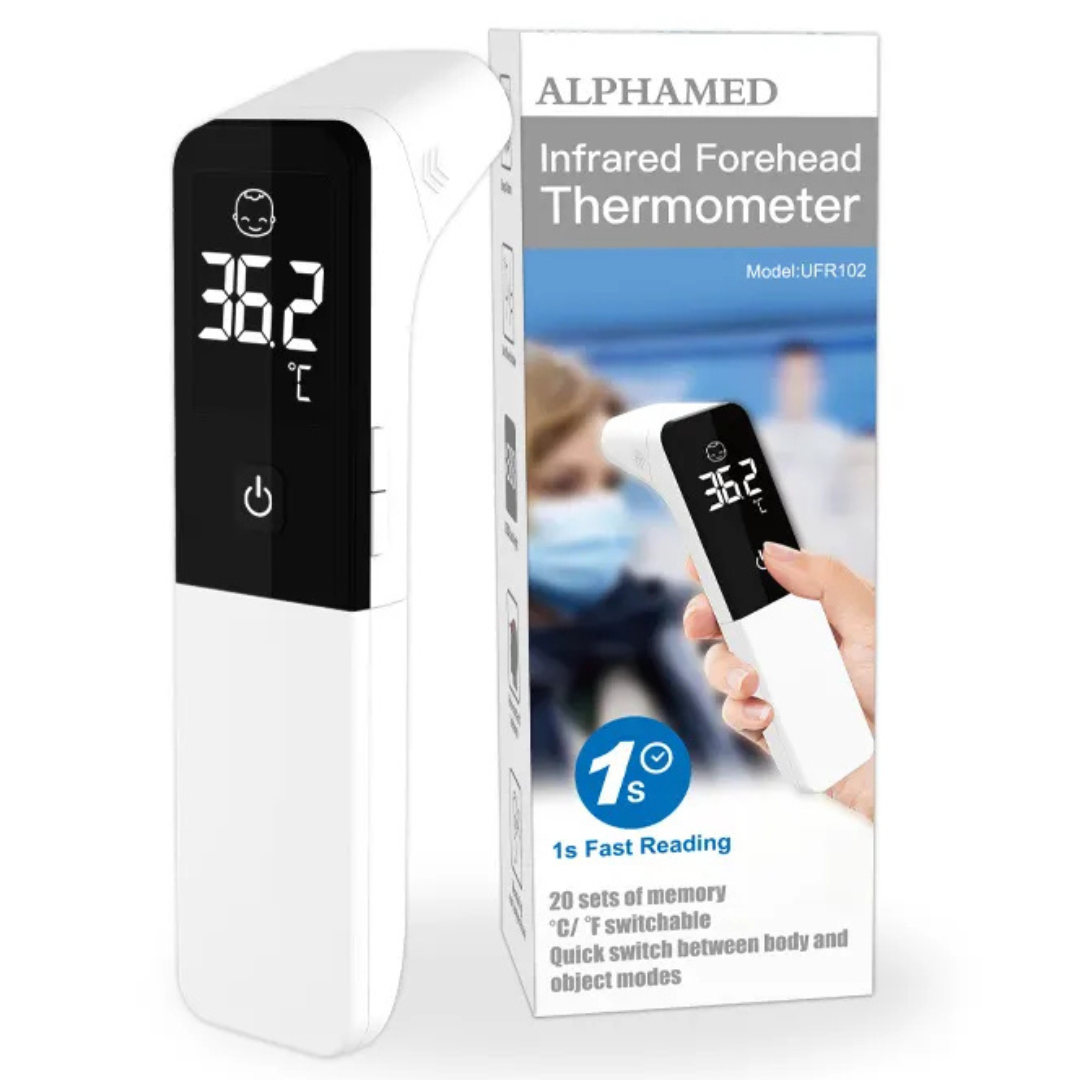 Shield Right Alphamed Infrared Thermometer – Fast, Non-Contact Forehead & Ear Reader for Adults & Kids