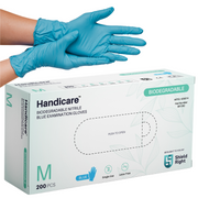 Handicare Biodegradable Blue Nitrile Examination Gloves, 200 Pack