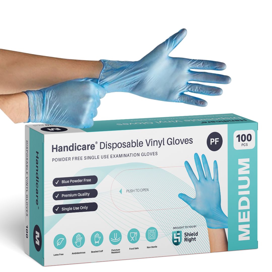 Handicare Blue Vinyl Disposable Powder Free Glove 100 Pack