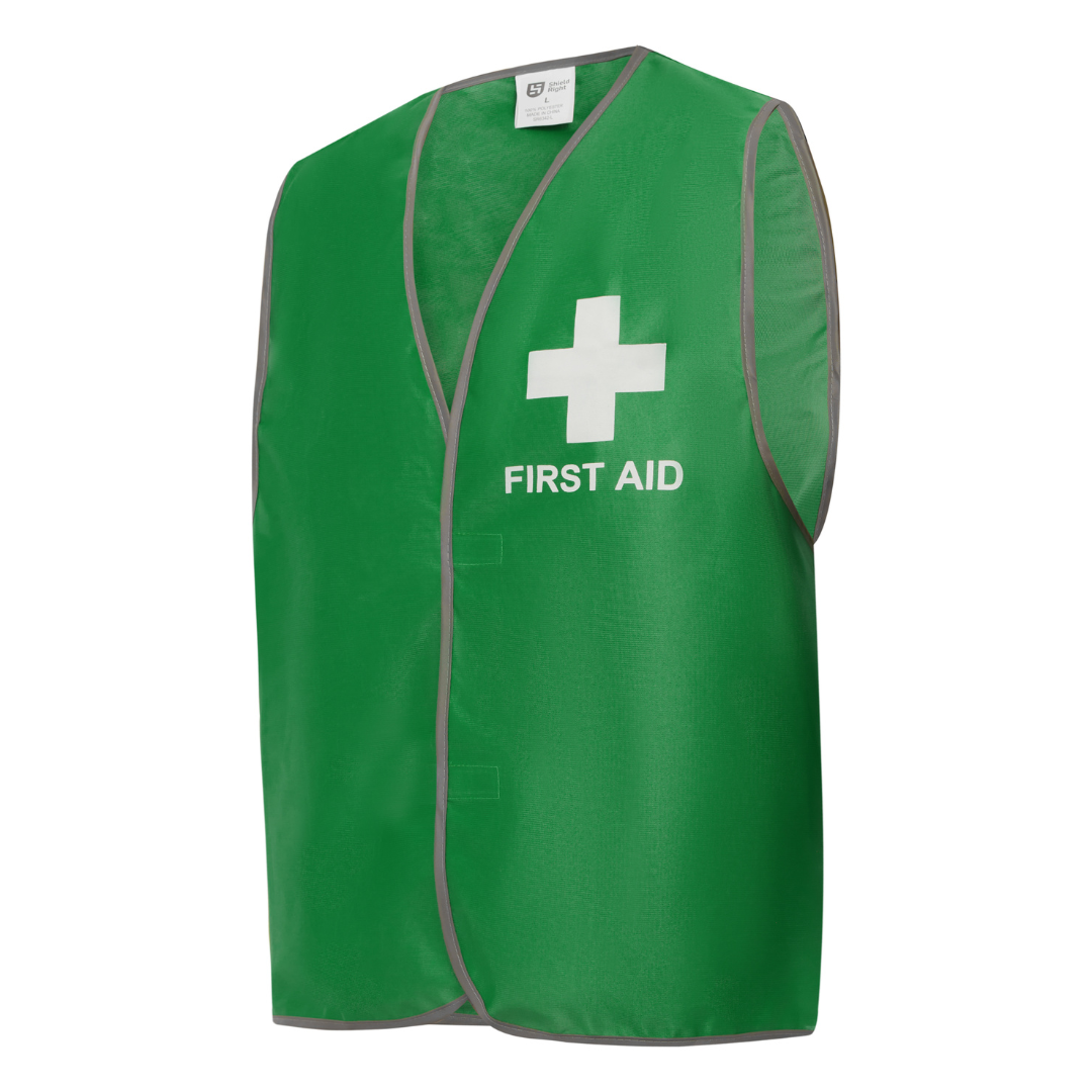 Shield Right Hi-Vis First Aid Safety Vest - Green Tricot