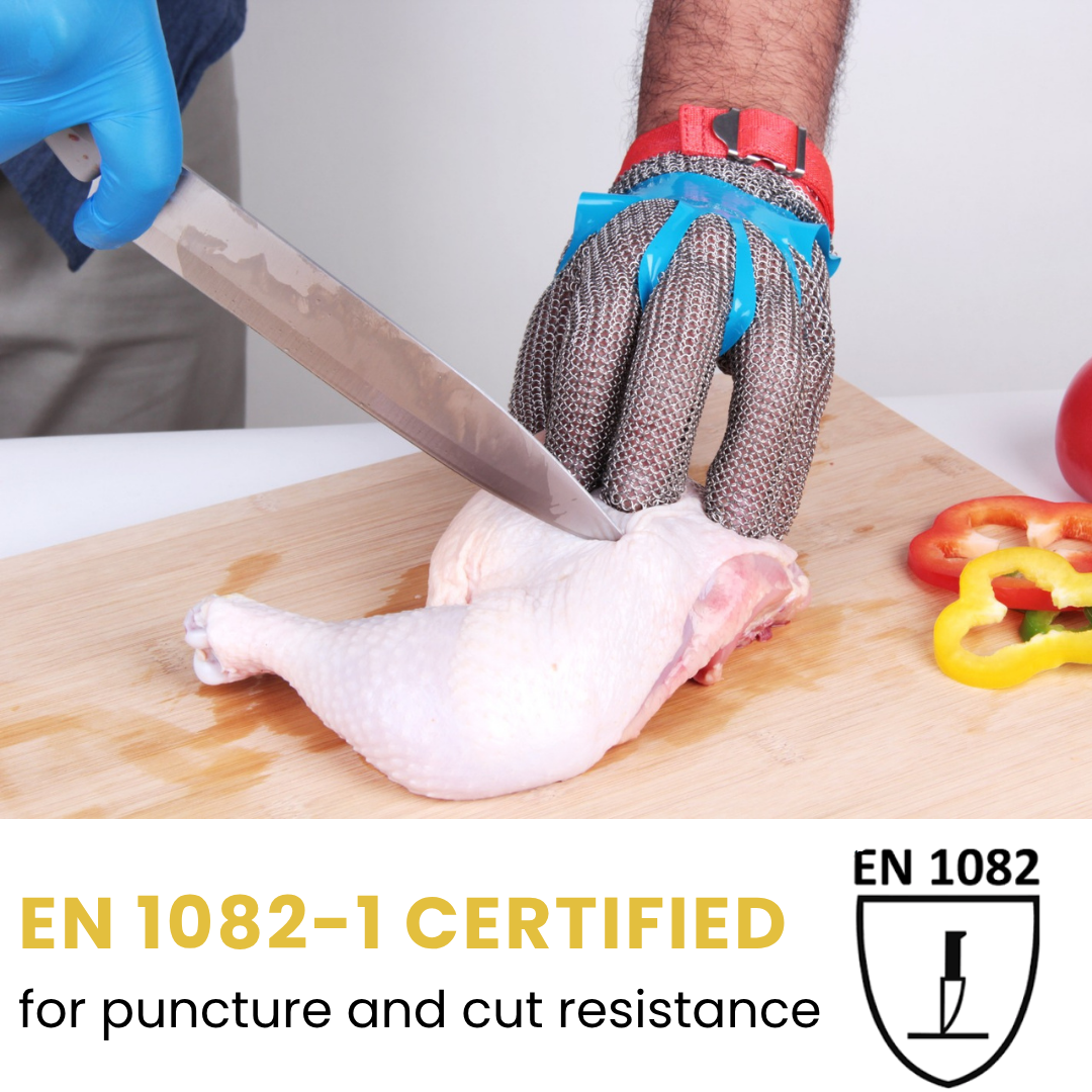 Shield Right Chain Mesh Cut-Resistant Glove - 316 Stainless Steel, HACCP & EN 1082-1 Certified