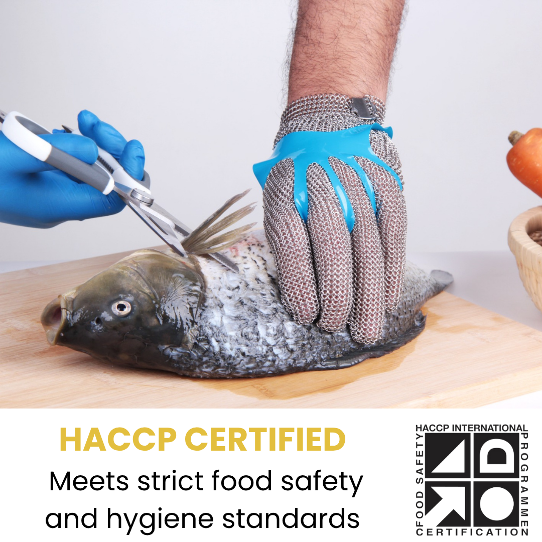 Shield Right Chain Mesh Cut-Resistant Glove - 316 Stainless Steel, HACCP & EN 1082-1 Certified