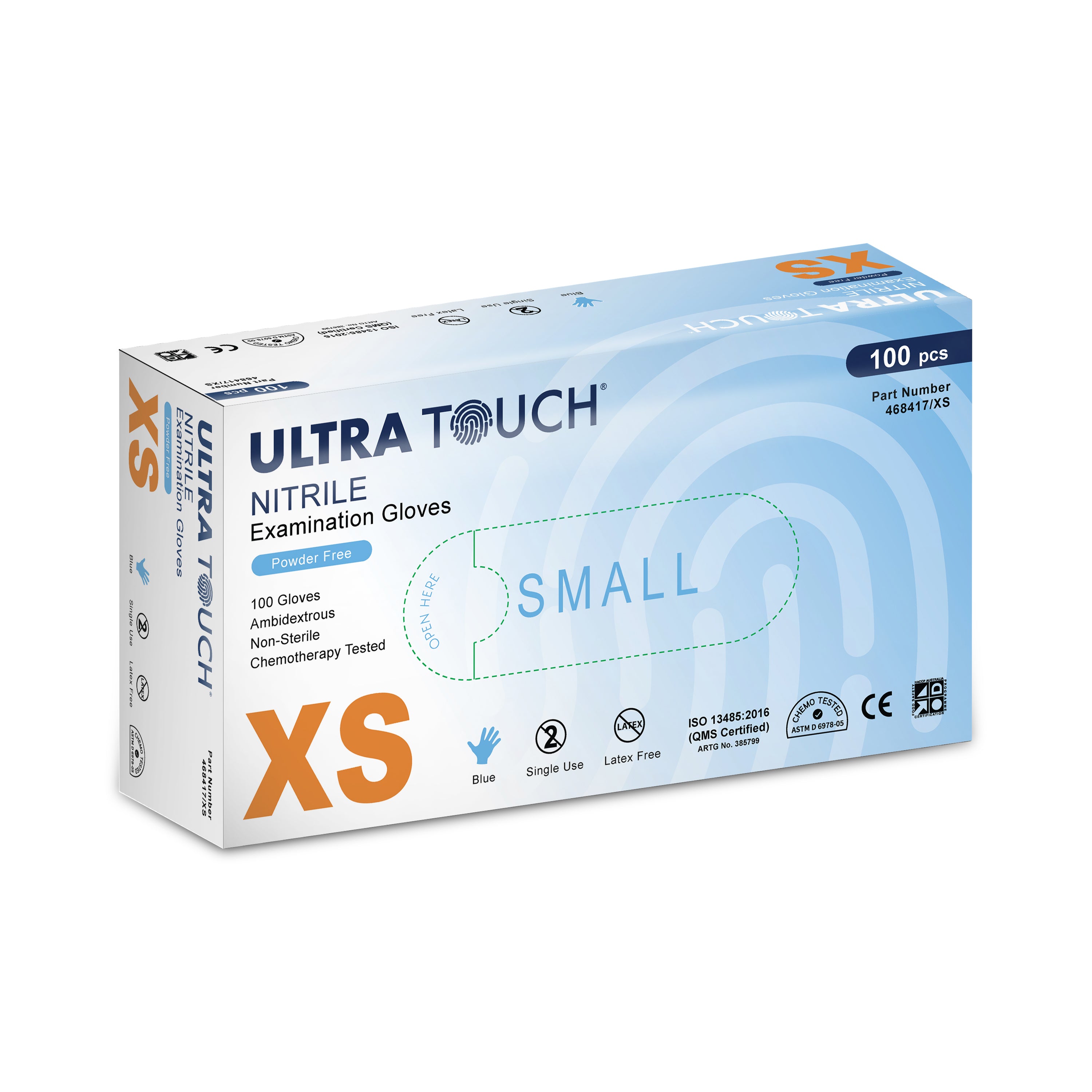 Ultra Touch Blue Nitrile Powder Free Disposable Exam Glove