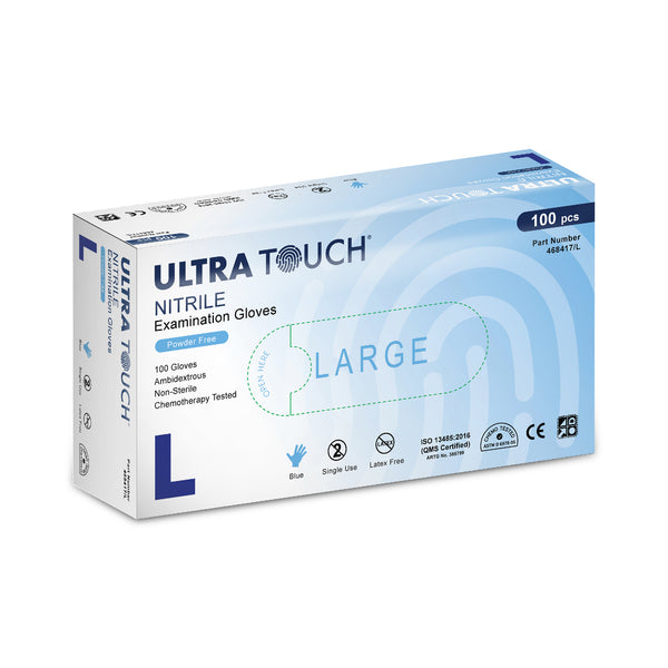 Ultra Touch Blue Nitrile Powder Free Disposable Exam Glove