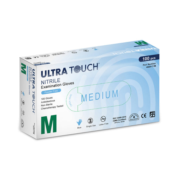 Ultra Touch Blue Nitrile Powder Free Disposable Exam Glove