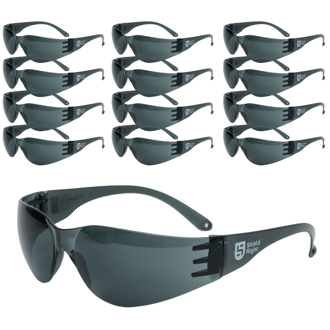 Shield Right Classic Safety Glasses Smoke Lens  (12 Pairs)