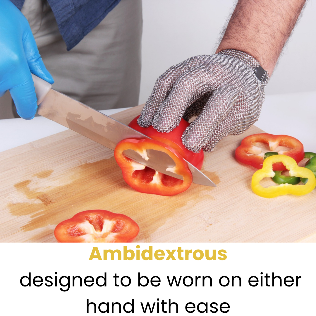 Shield Right Chain Mesh Cut-Resistant Glove - 316 Stainless Steel, HACCP & EN 1082-1 Certified