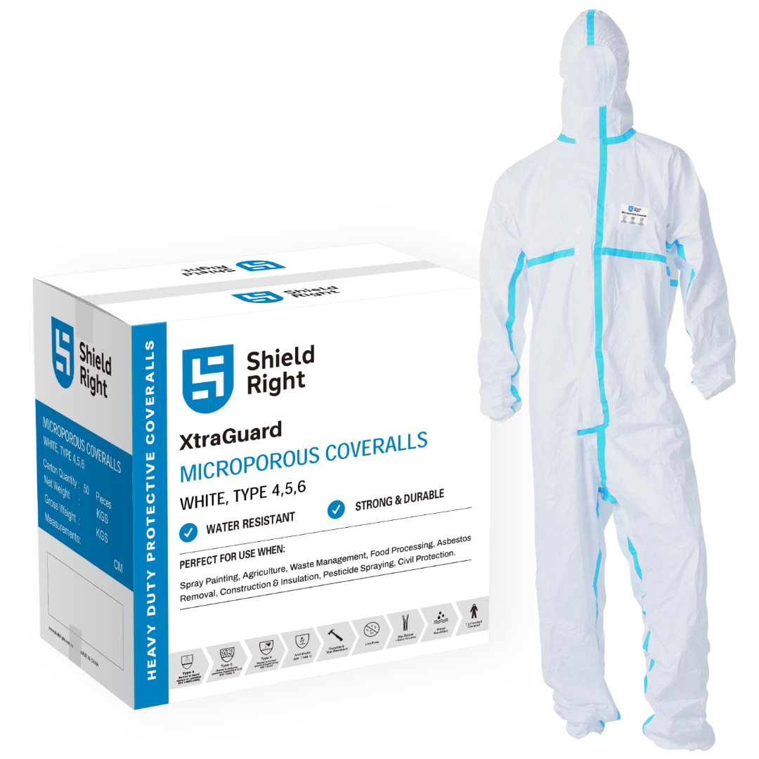 Shield Right Microporous Max – Type 4/5/6 White Coverall (50 Pack)