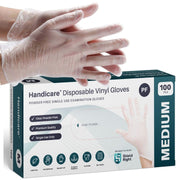 HandiCare Clear Disposable Vinyl Powder Free Gloves 100 Pack