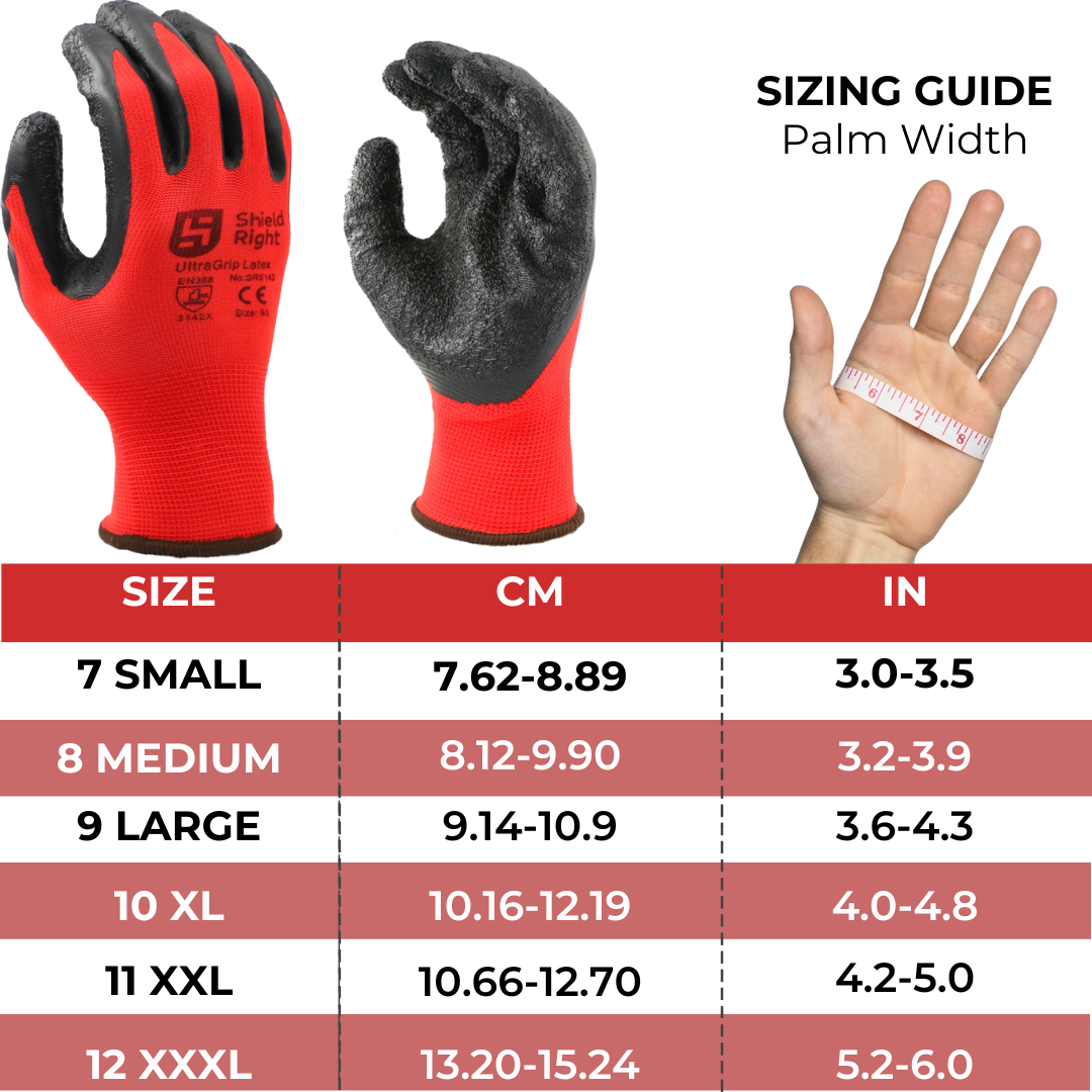 Shield Right UltraGrip Latex Work Gloves (12 Pack)