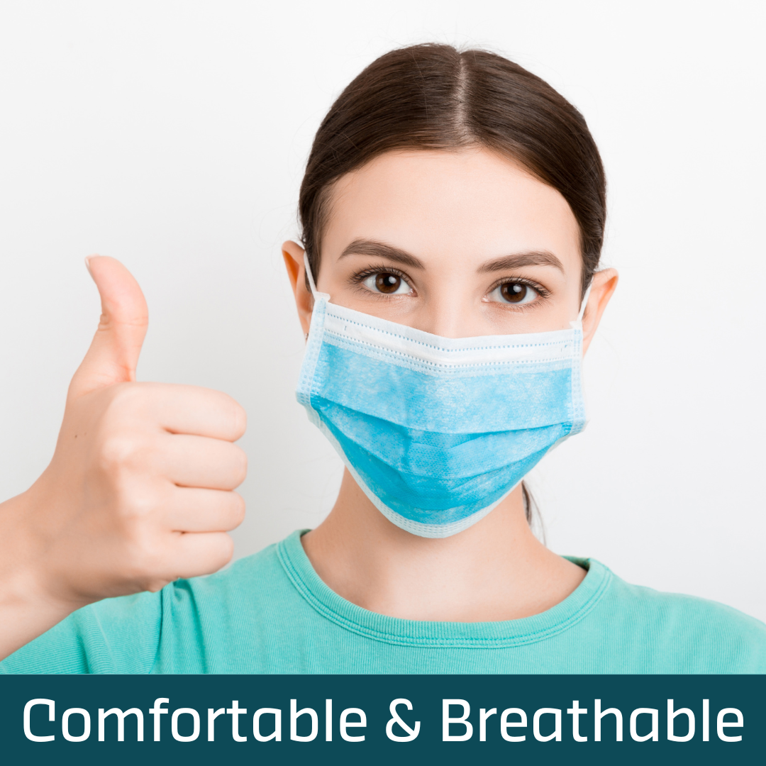 Shield Right Surgical Face Mask Latex Free Earloops – 50 Pack