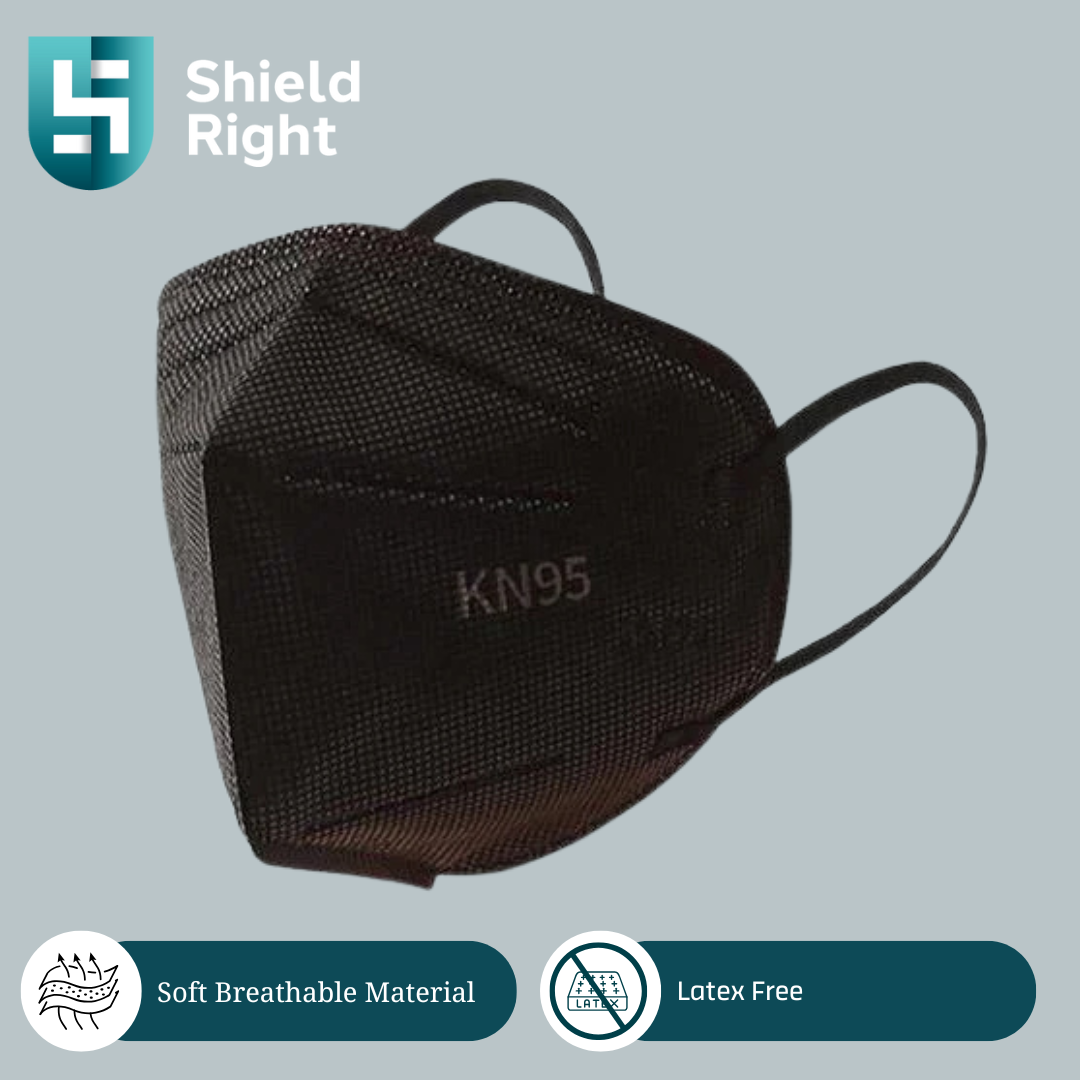 Shield Right KN95 Face Masks – 10 Pack | N95 P2 Equivalent Respirator- Black & White