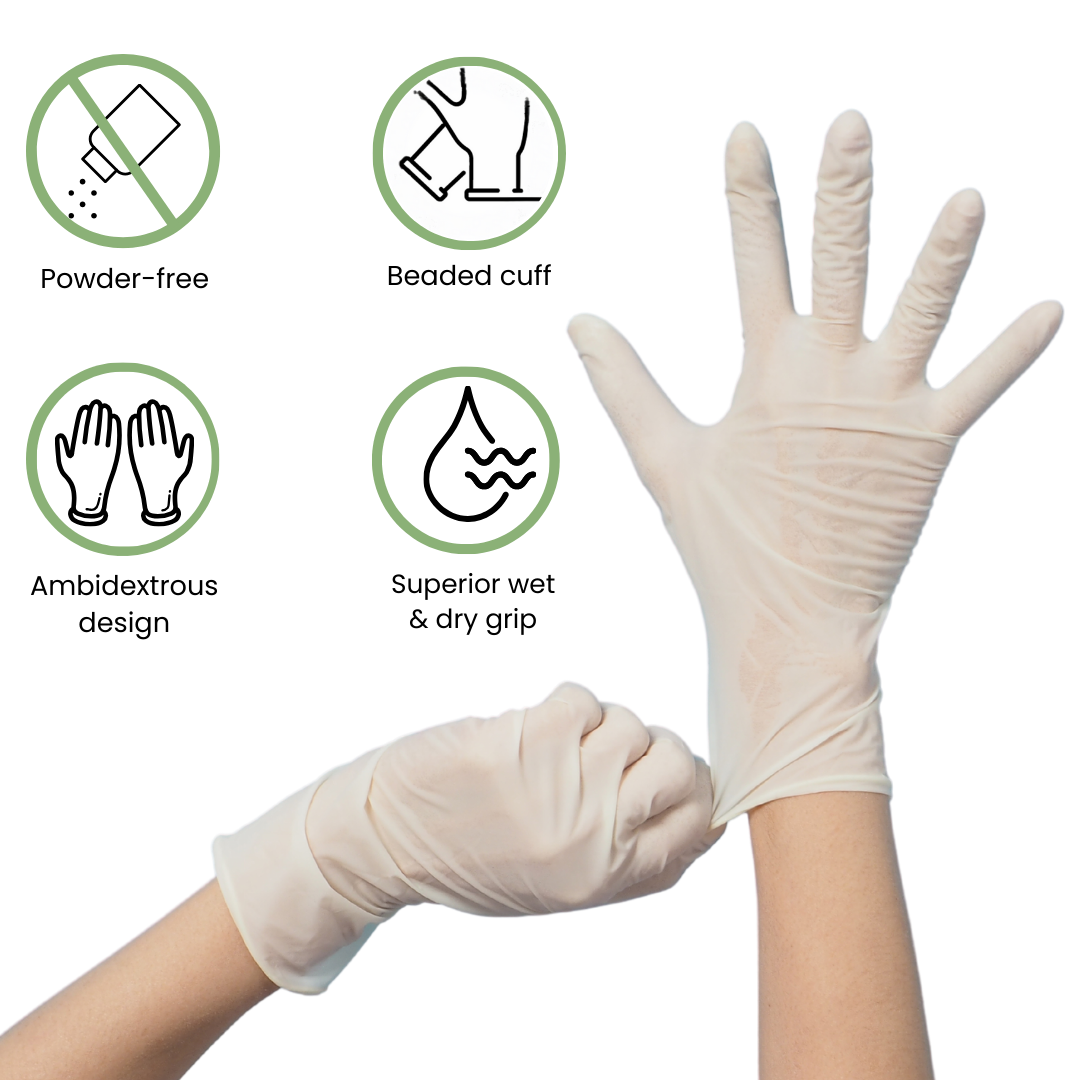 Handicare Latex Gloves Disposable Powder Free