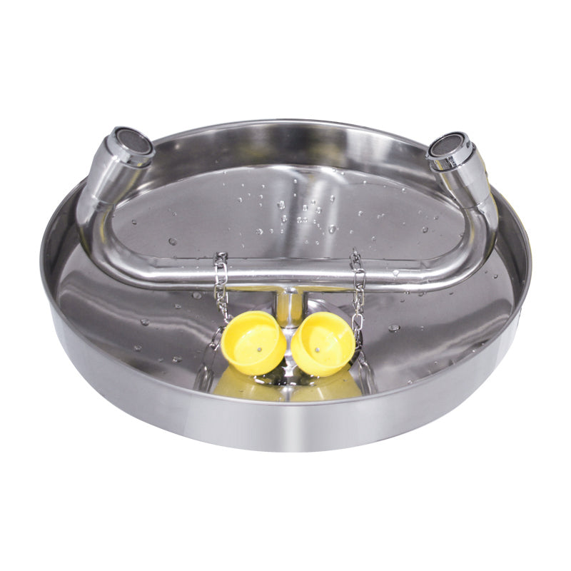 Emergency Wall-Mounted Stainless Steel Eye Wash Station with Bowl