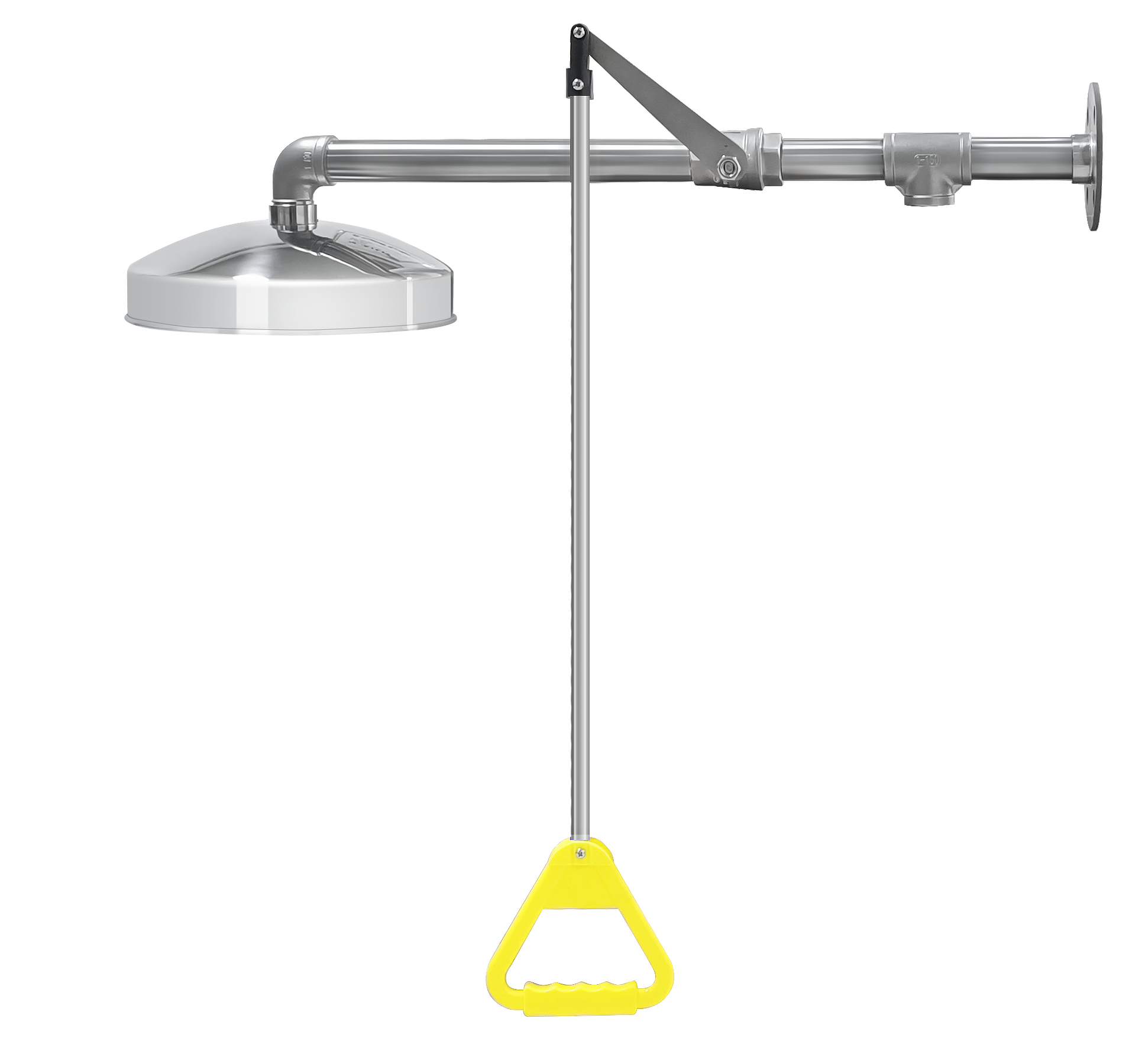 Emergency Stainless Steel Wall-Mounted Shower with Pull Rod