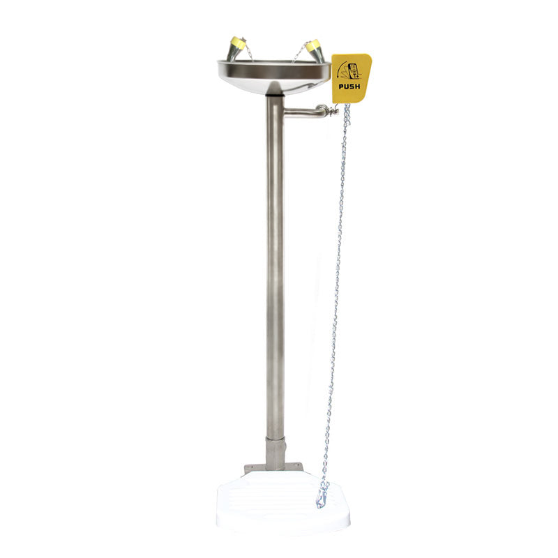 Emergency Eye Wash Station with Foot Pedal, Freestanding Stainless Steel Floor-Mounted